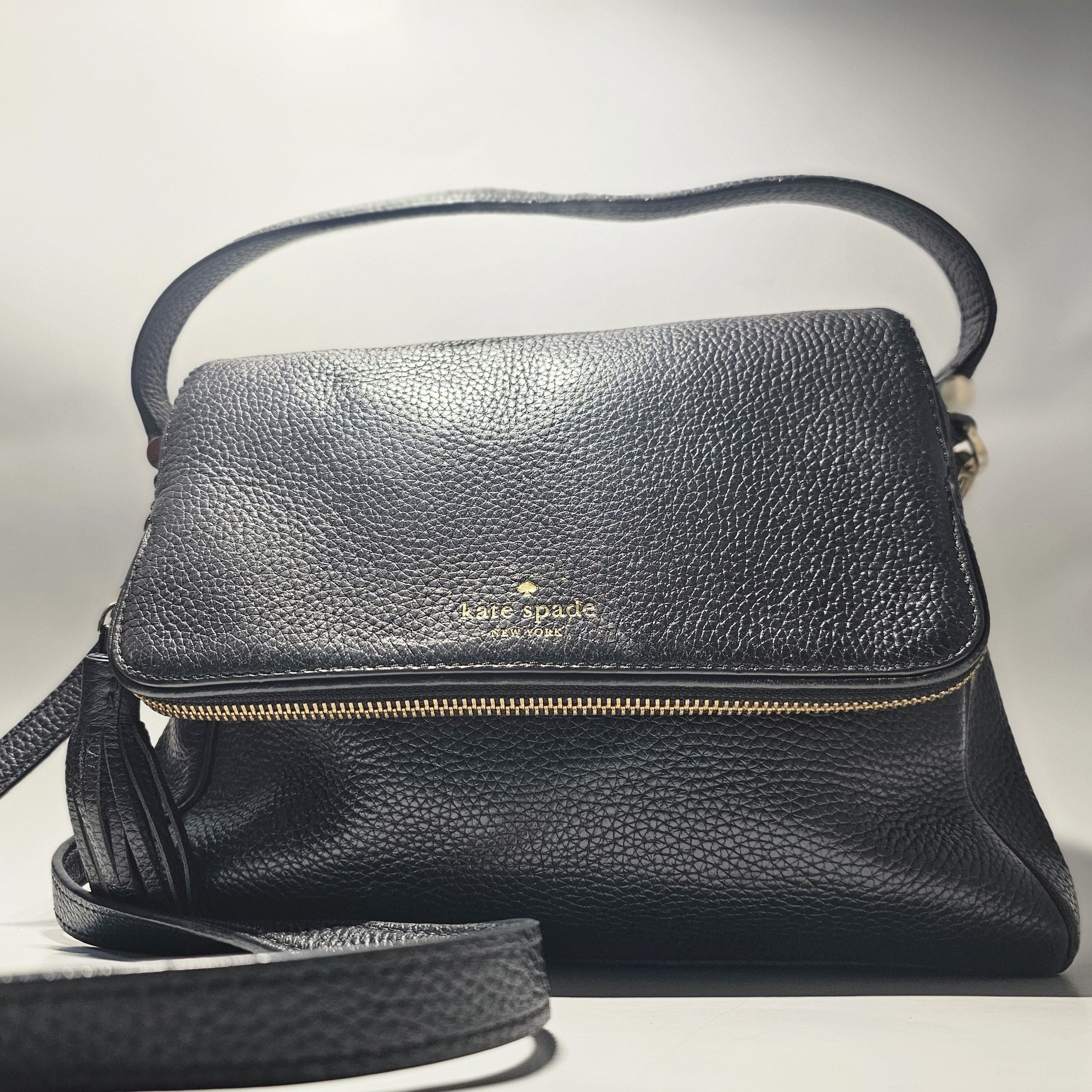 Kate Spade Chester Street Miri Pebbled Leather Flap Crossbody Bag Black